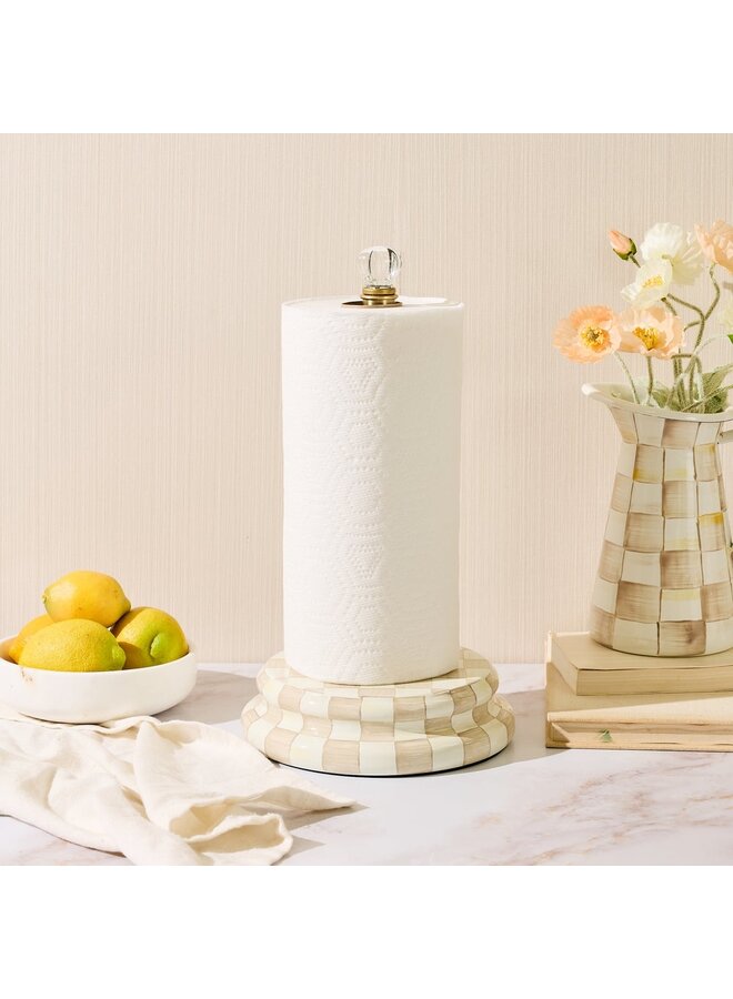Mocha Check Paper Towel Holder