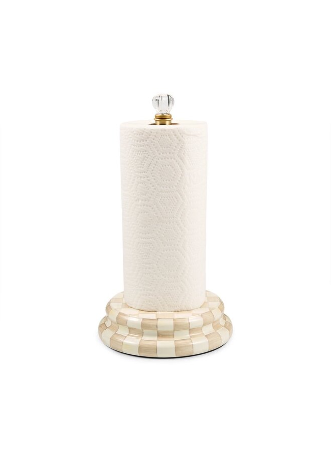Mocha Check Paper Towel Holder