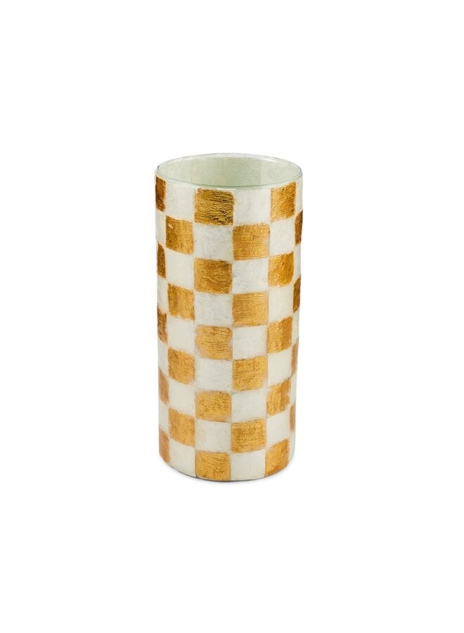Gold Check Capiz Small Vase