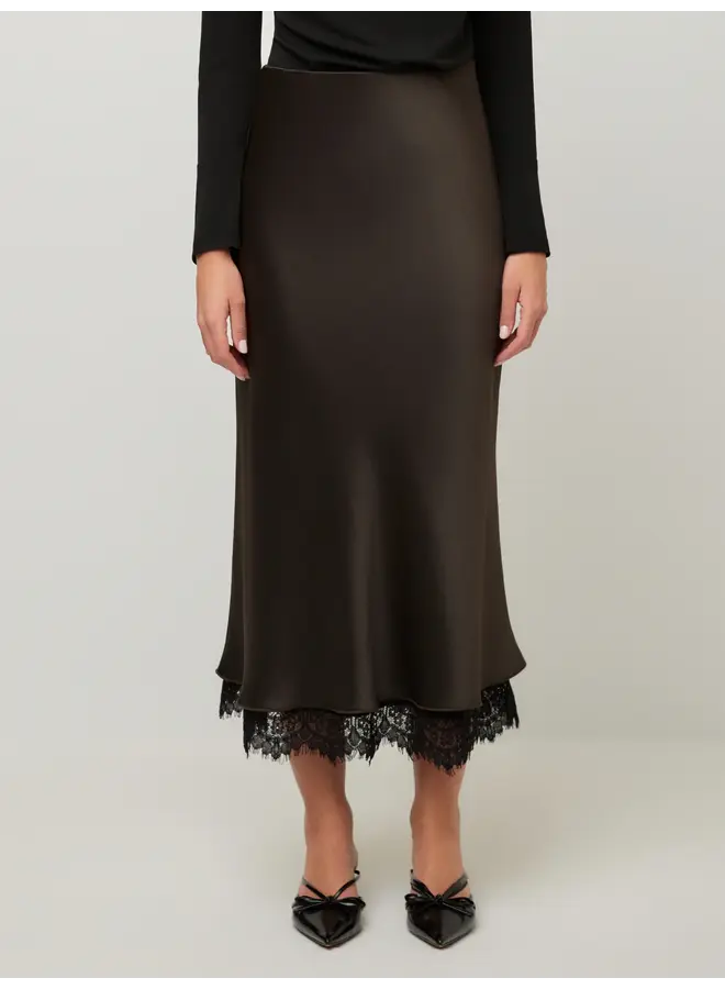 Mia Lace Trim Bias Midi Skirt-