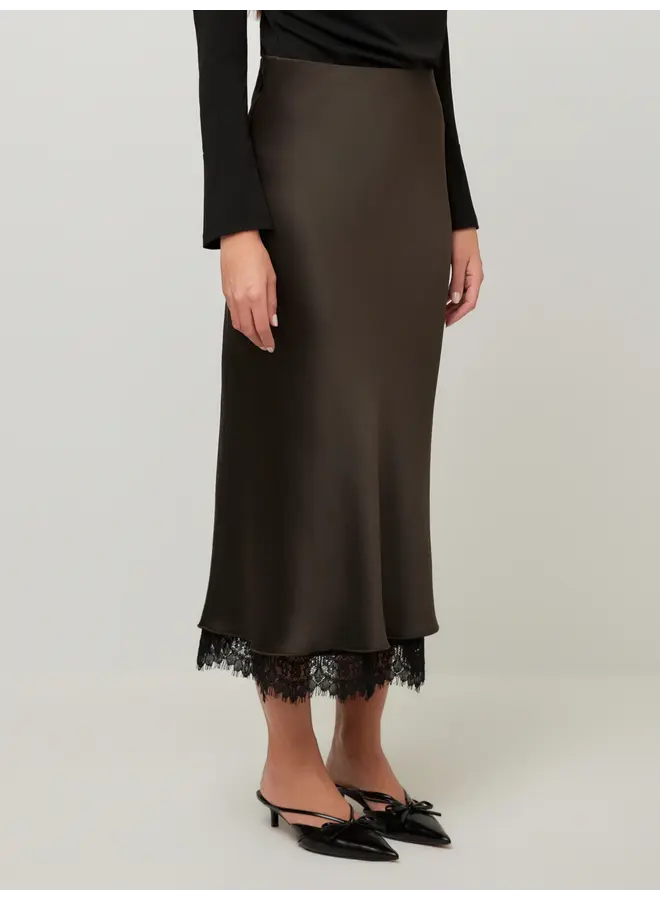 Mia Lace Trim Bias Midi Skirt-