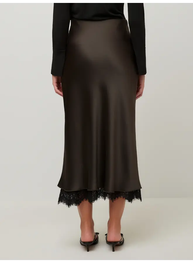 Mia Lace Trim Bias Midi Skirt-