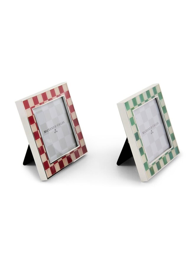 Cherry & Emerald Check Silver Plated Frames, Set of 2