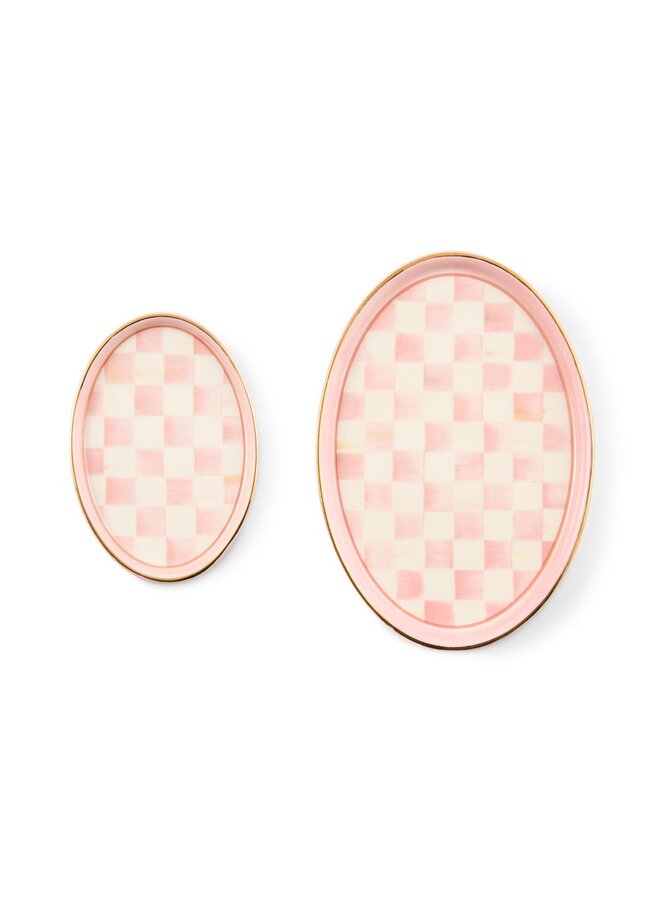 Rosy Check Oval Trinket Dishes, Set of 2