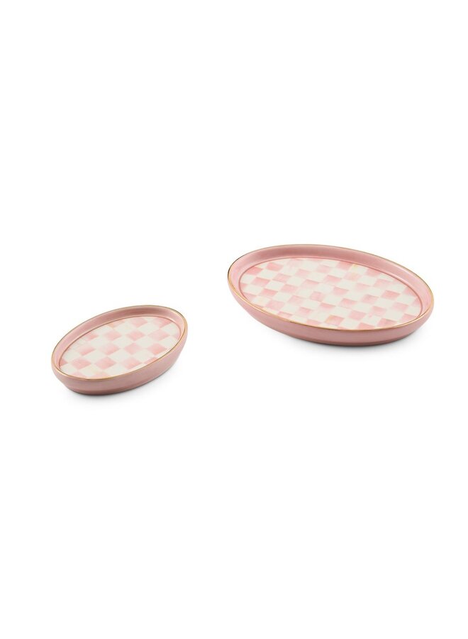 Rosy Check Oval Trinket Dishes, Set of 2
