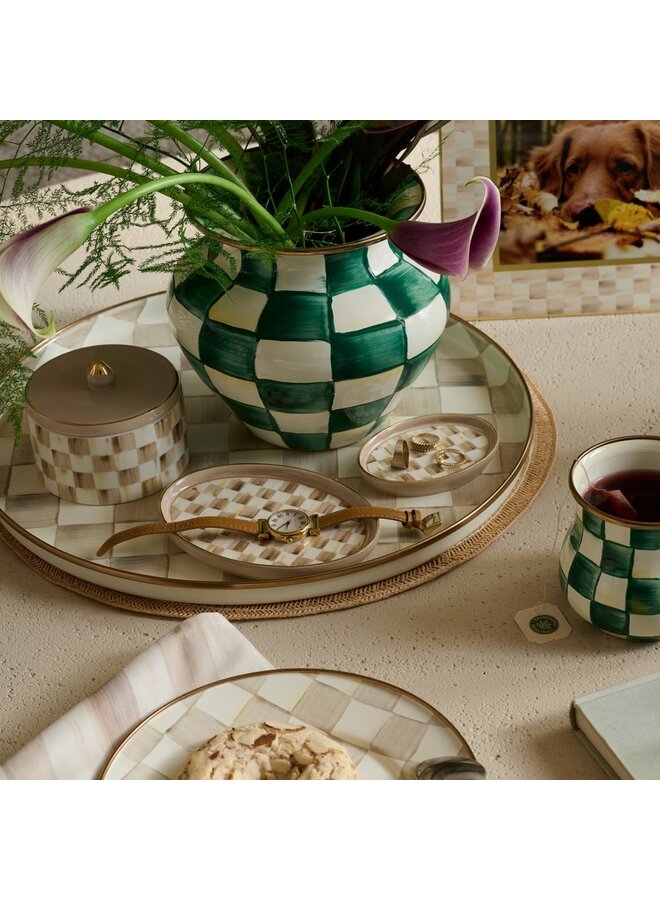 Mocha Check Oval Trinket Dishes, Set of 2