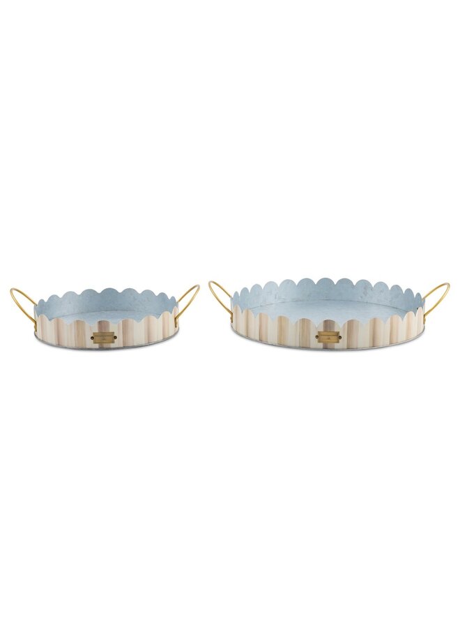 Mocha Stripe Serving Trays, Set of 2