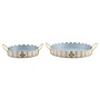 Mocha Stripe Serving Trays, Set of 2