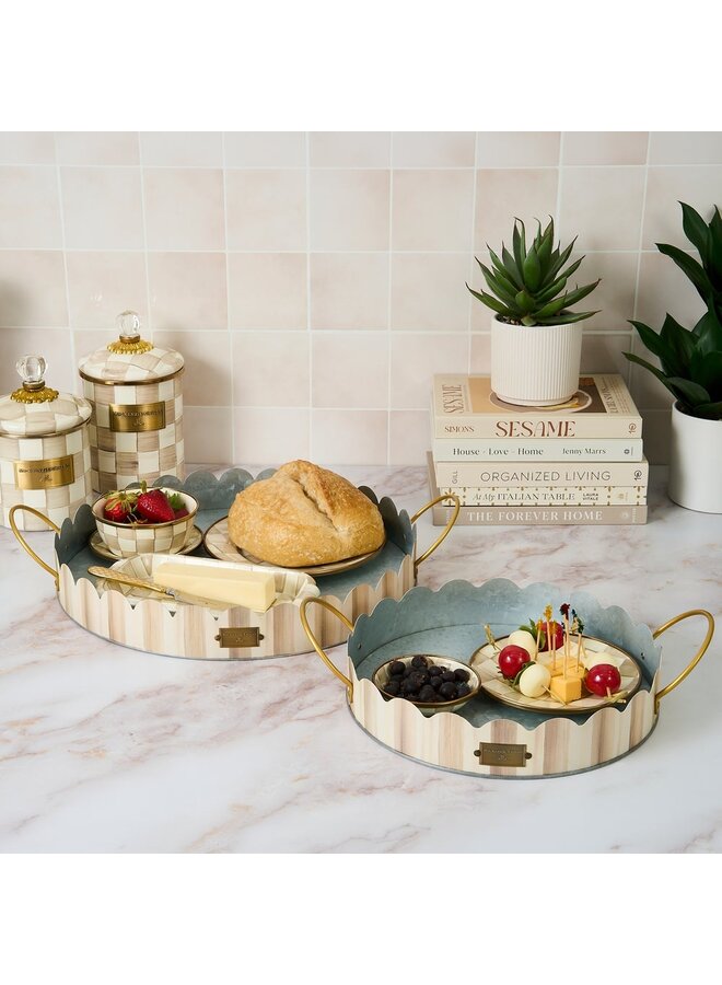 Mocha Stripe Serving Trays, Set of 2