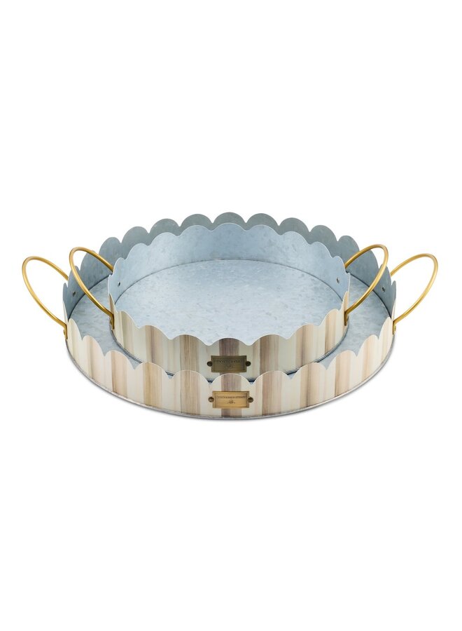 Mocha Stripe Serving Trays, Set of 2