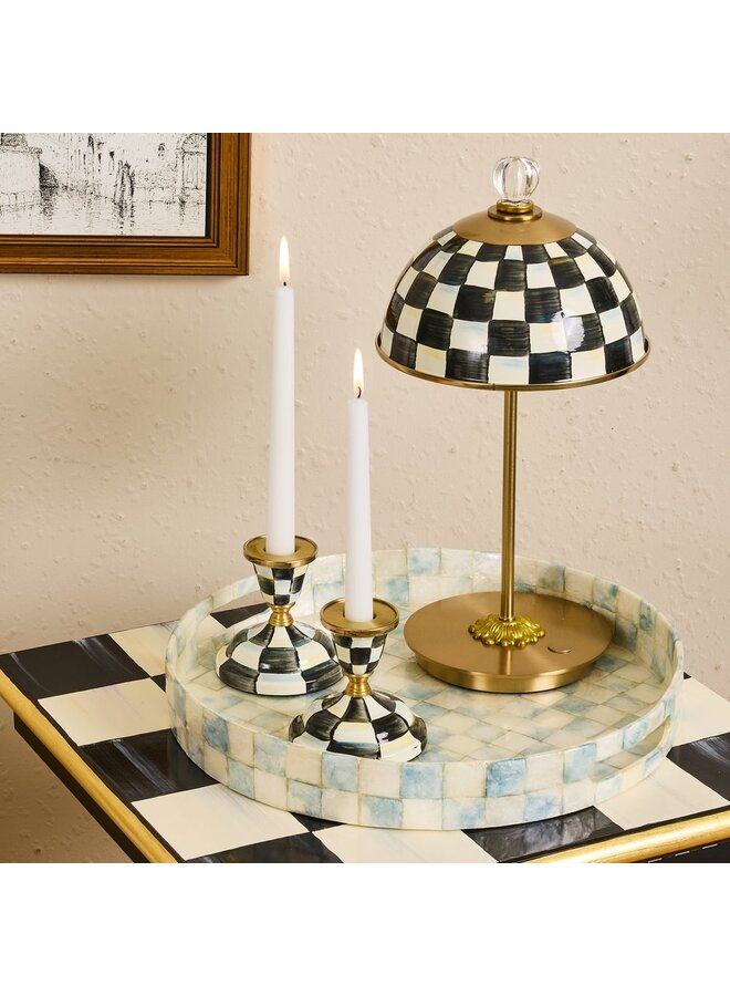 Sky Check Capiz Round Tray