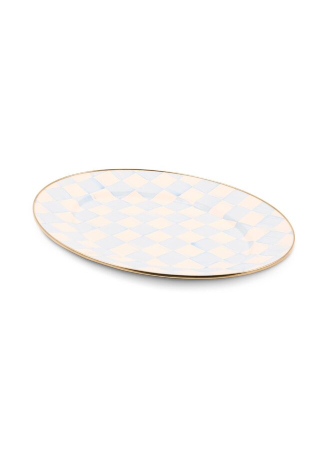 Sky Check Medium Oval Platter