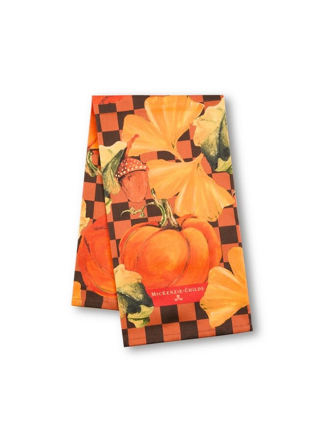 Checked Pumpkin Harvest Printed Dish Towel