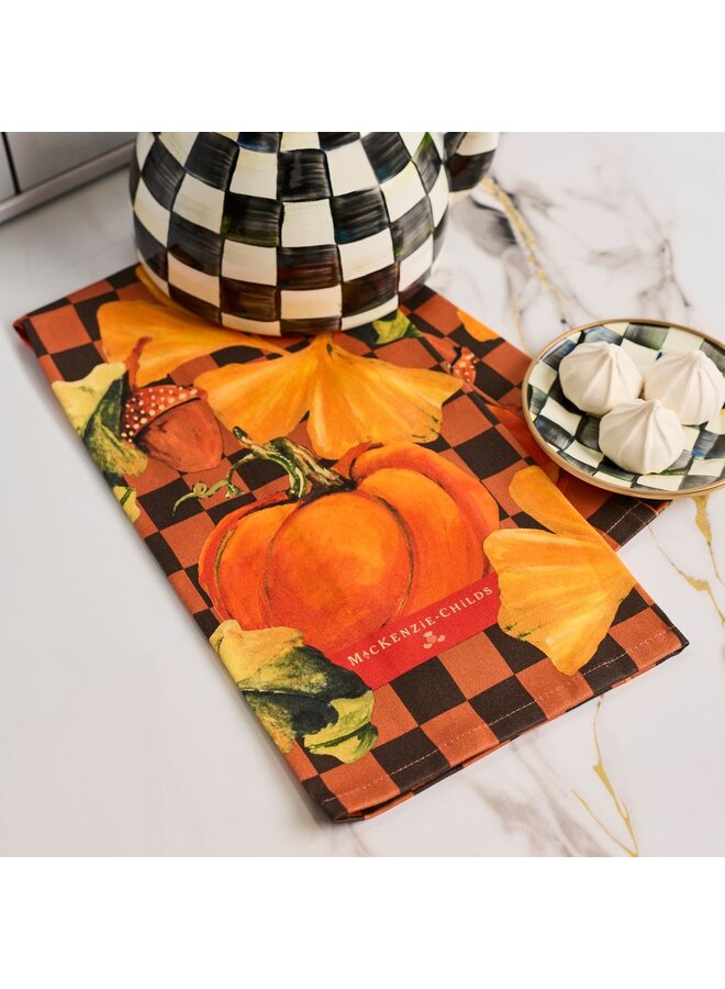 Checked Pumpkin Harvest Printed Dish Towel