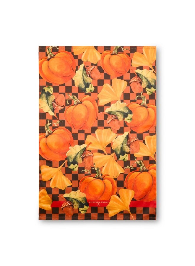 Checked Pumpkin Harvest Printed Dish Towel