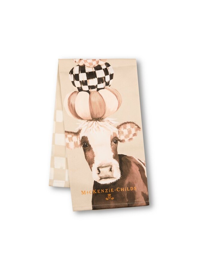 Mocha Cow Printed Dish Towel