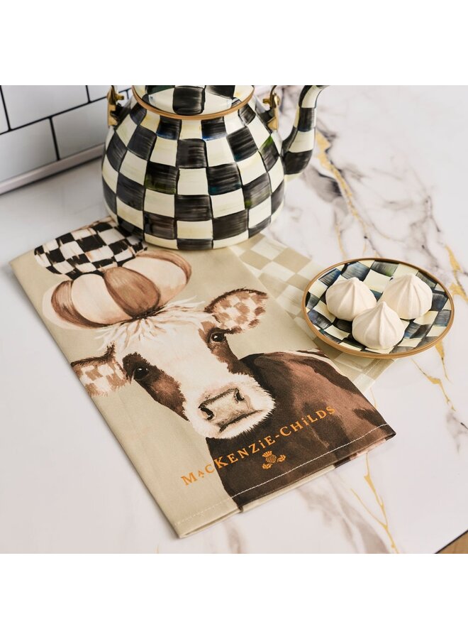 Mocha Cow Printed Dish Towel