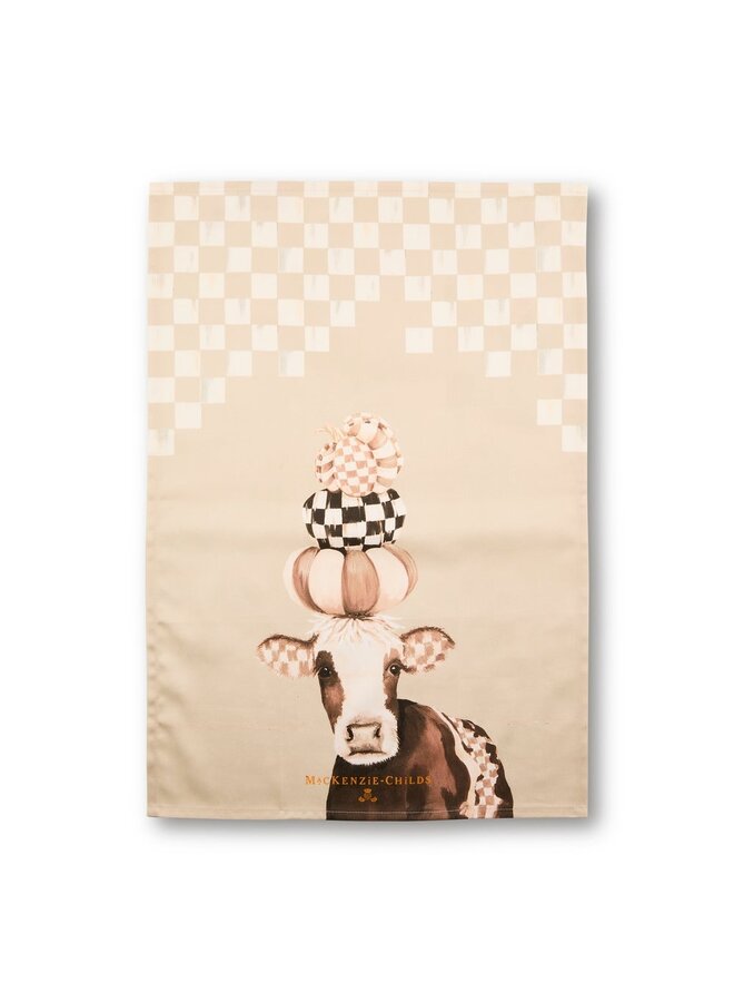 Mocha Cow Printed Dish Towel