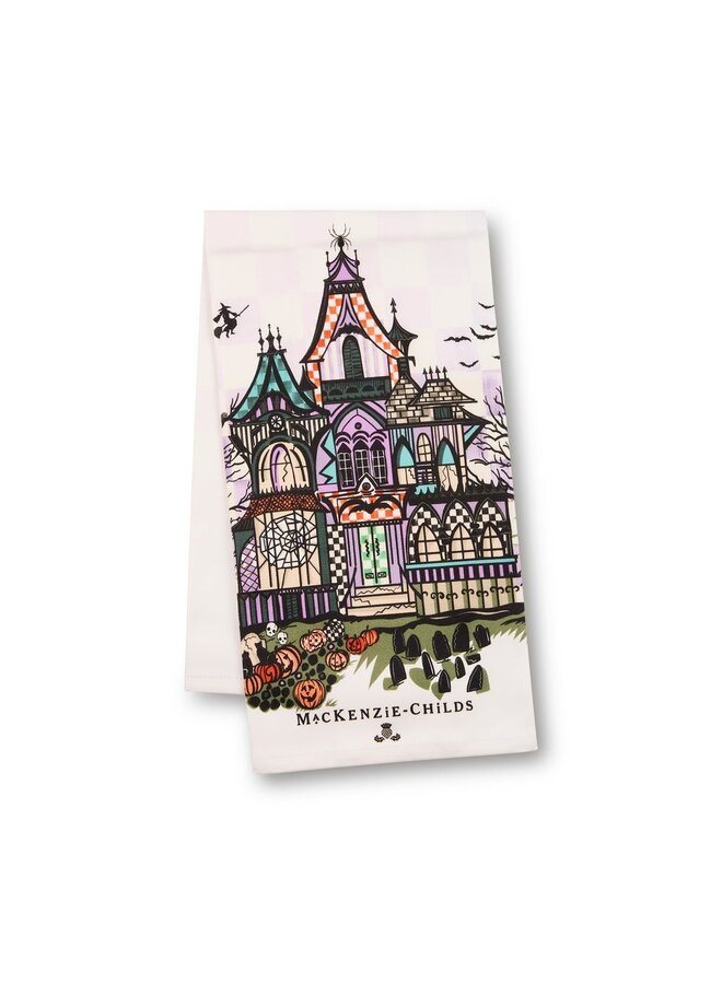 Haunted House Printed Dish Towel