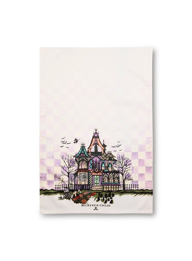 Haunted House Printed Dish Towel