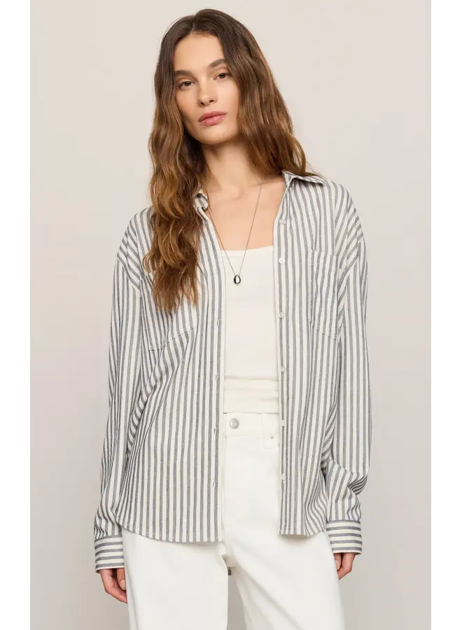 Reese Button Up Stripe Top Eclipse-