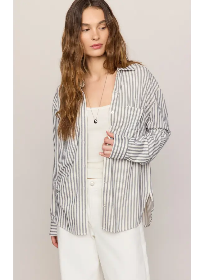 Reese Button Up Stripe Top Eclipse-