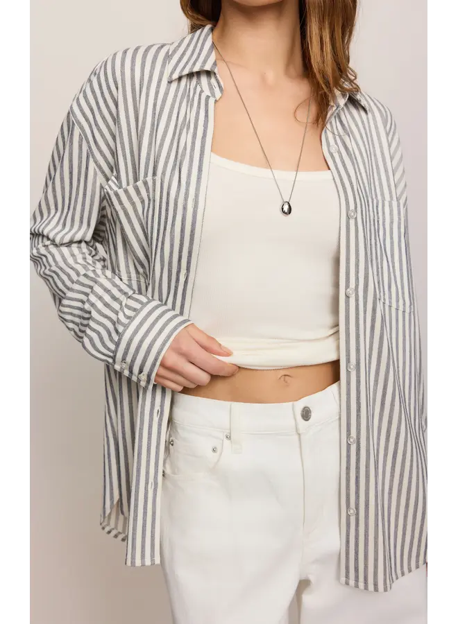 Reese Button Up Stripe Top Eclipse-