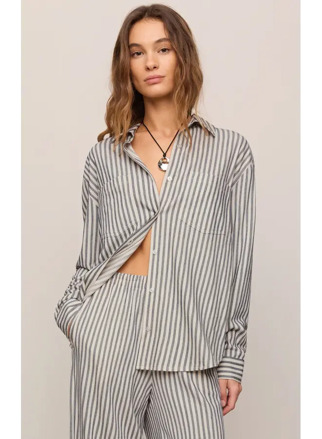 Reese Button Up Stripe Top Eclipse-