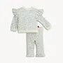 WAFFLE WHITE FLORAL GIRLS LS 2 PC SET