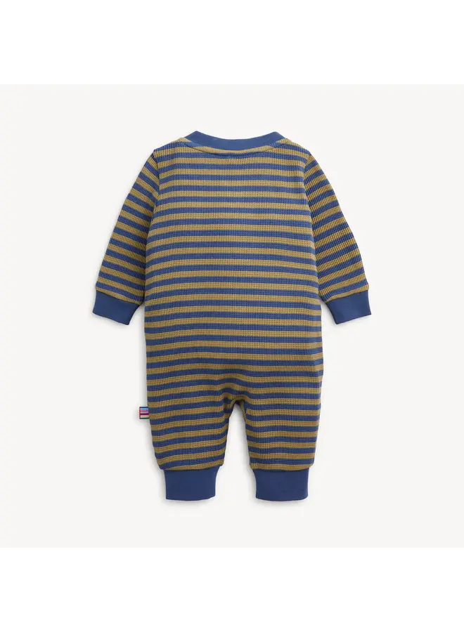 WAFFLE GREEN STRIPE BOYS ROMPER