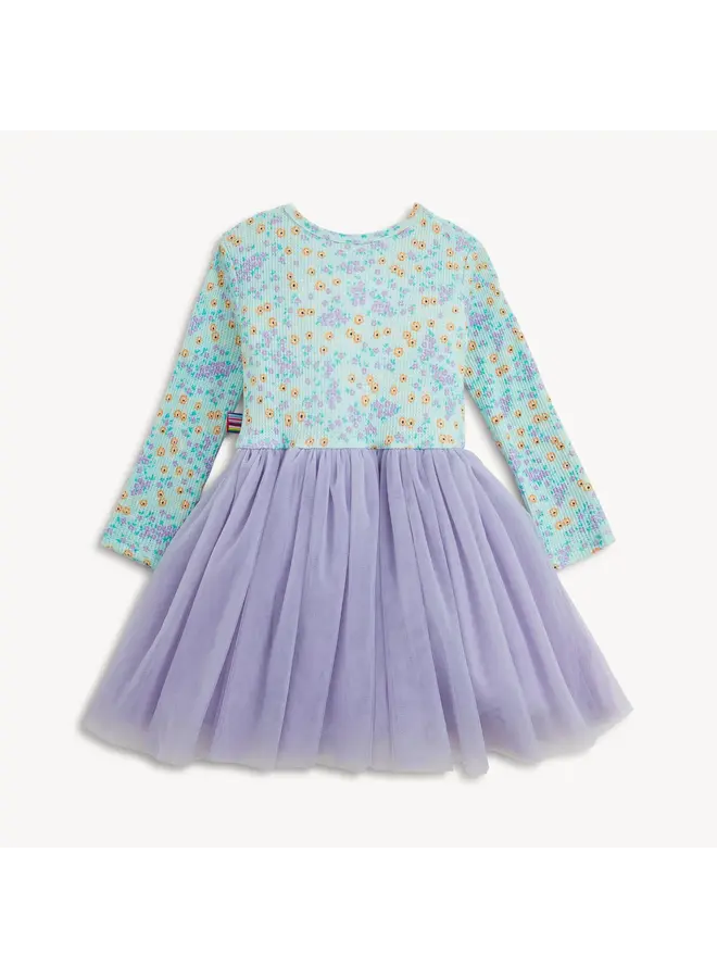 WAFFLE GREEN FLORAL BABY GIRLS TUTU DRESS