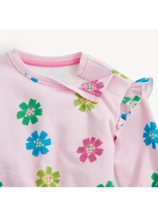 PINK FLORAL FRENCH TERRY L/S SWEATER/PANT SET