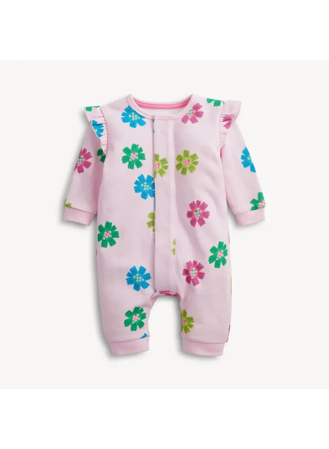 PINK FLORAL FRENCH TERRY GIRLS ROMPER