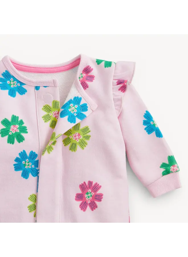 PINK FLORAL FRENCH TERRY GIRLS ROMPER