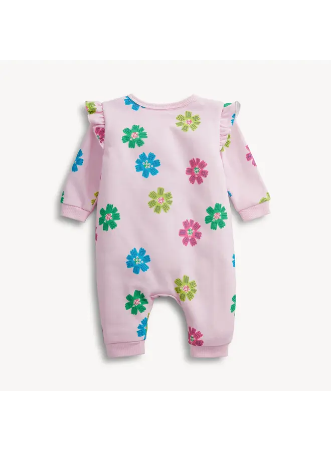 PINK FLORAL FRENCH TERRY GIRLS ROMPER