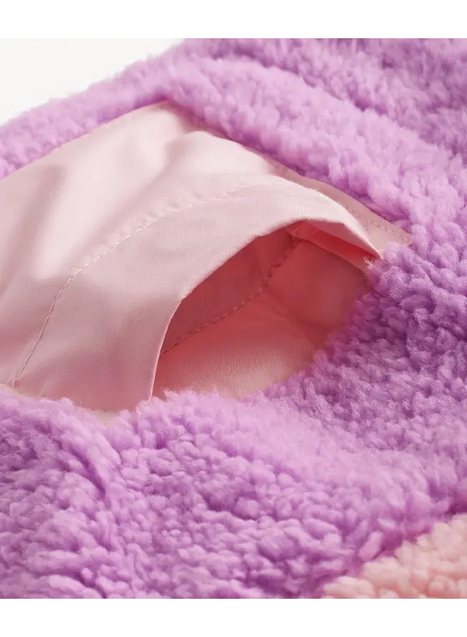 PINK COLORBLOCK SHERPA GIRLS JACKET