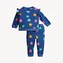NAVY FLORAL FRENCH TERRY GIRLS TOP/PANT SET