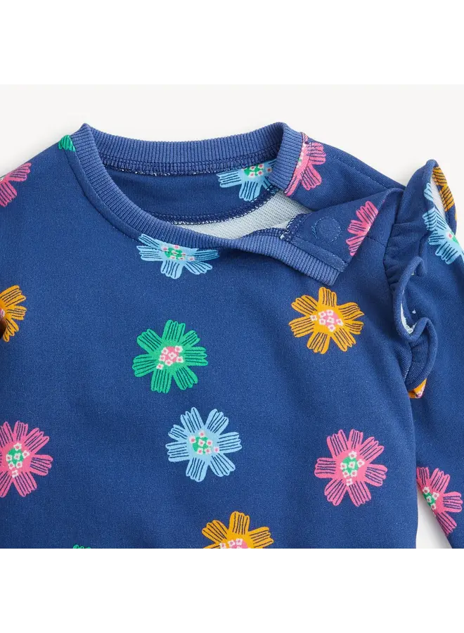 NAVY FLORAL FRENCH TERRY GIRLS TOP/PANT SET