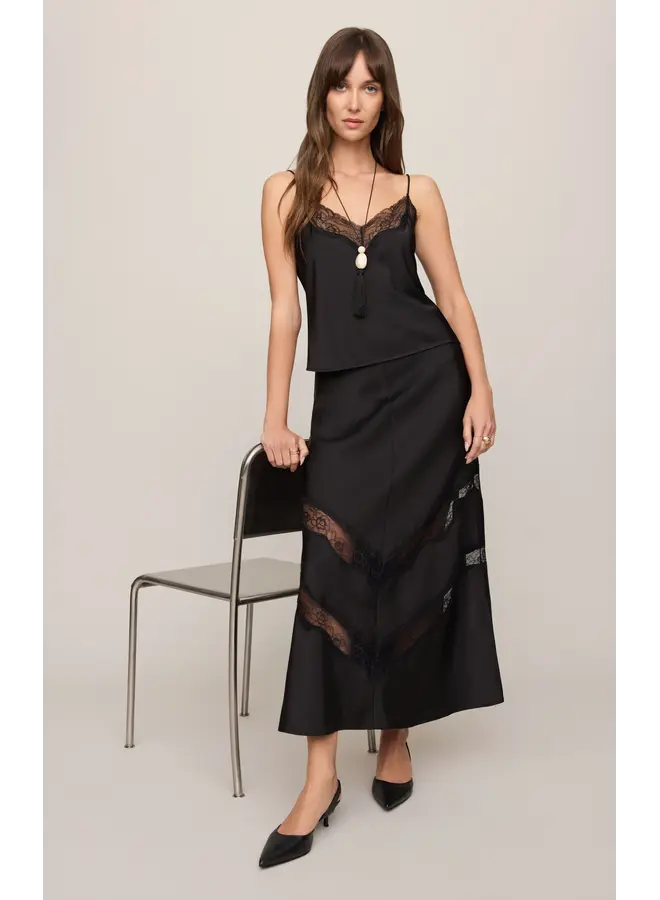Kori Lace Inset Skirt - Black