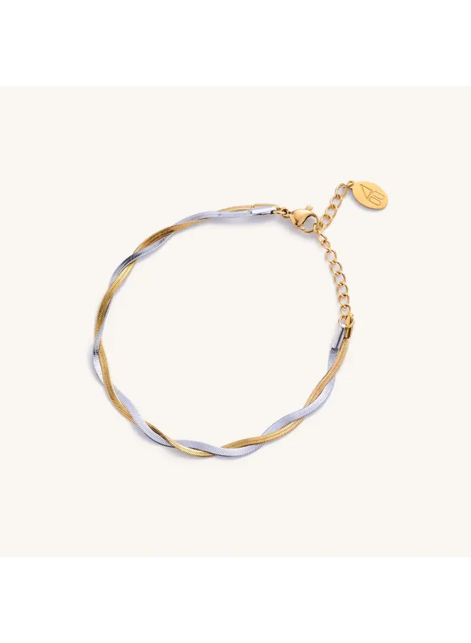 Mixed Metal Herringbone Bracelet
