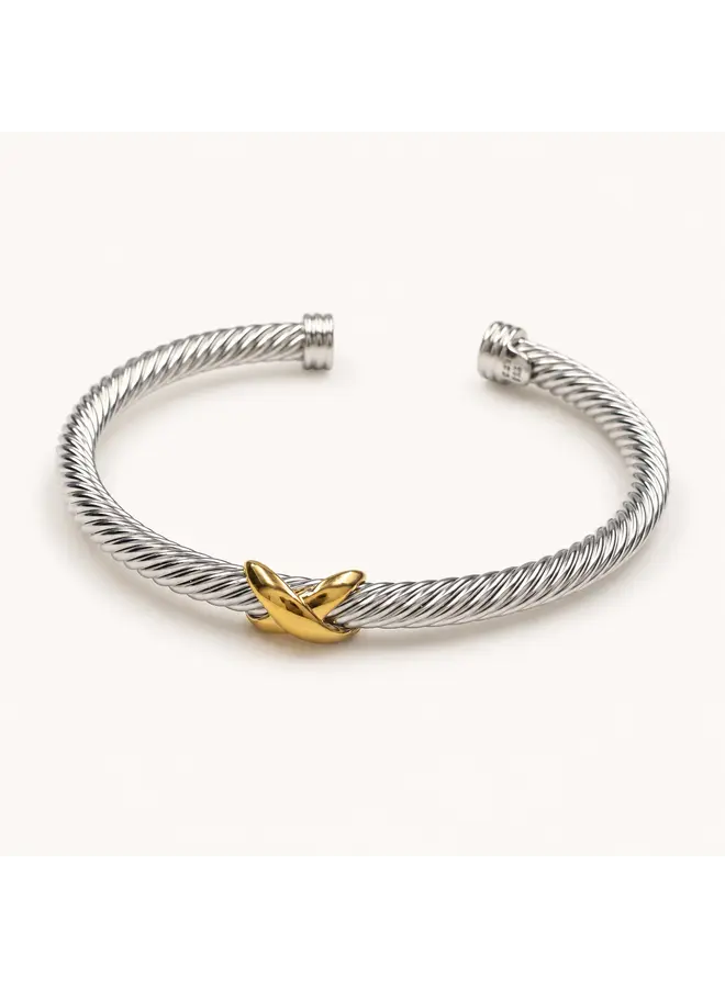 Criss Cross Bangle-Silver