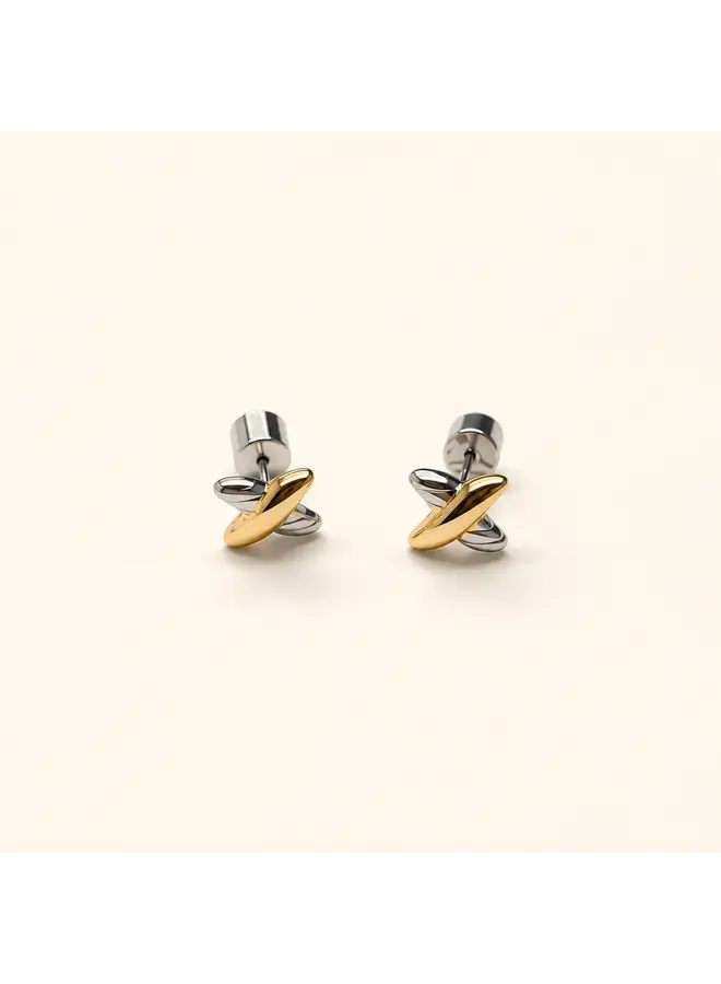 Mixed Metal Criss Cross Studs