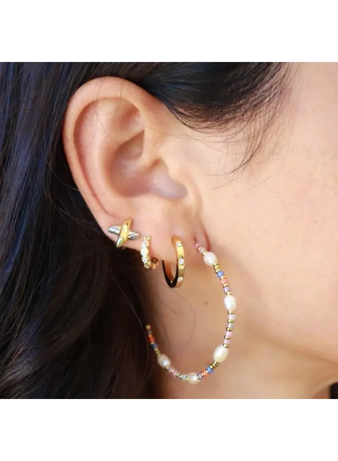 Mixed Metal Criss Cross Studs