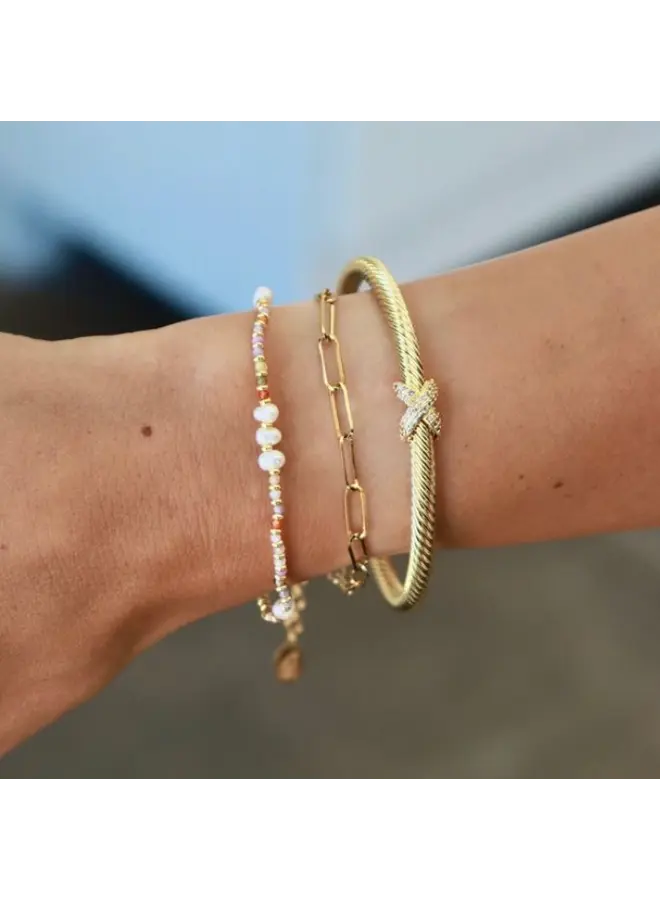 Criss Cross Bangle-Gold