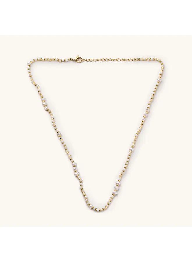 Gabby White Bead and Pearl Necklace