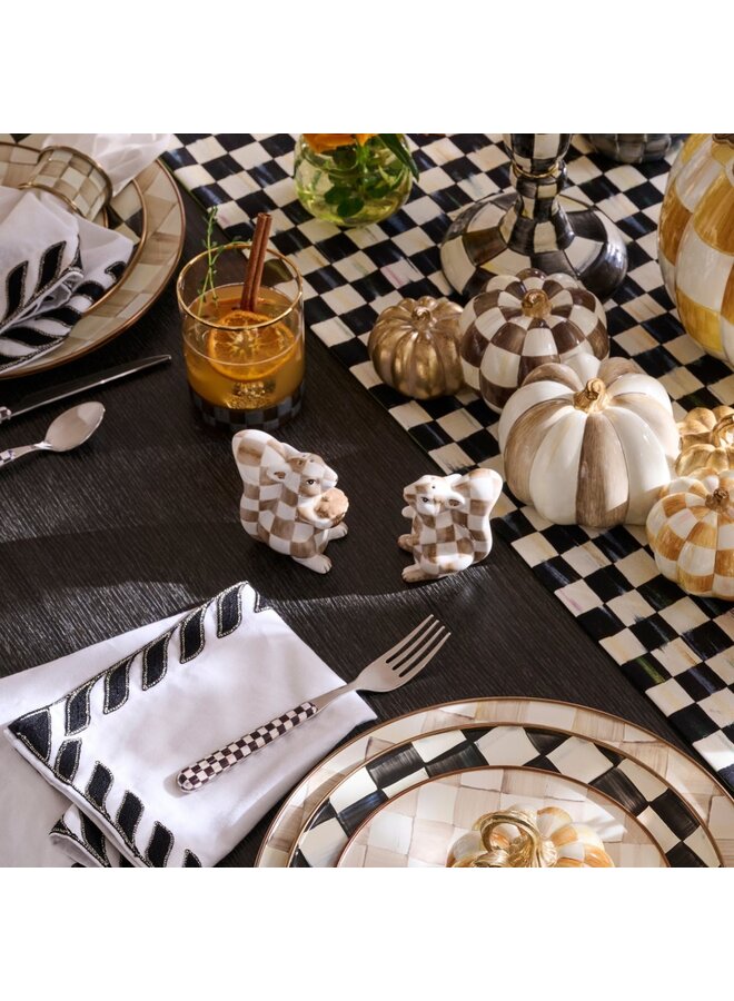 Mocha Check Squirrel Salt & Pepper Set