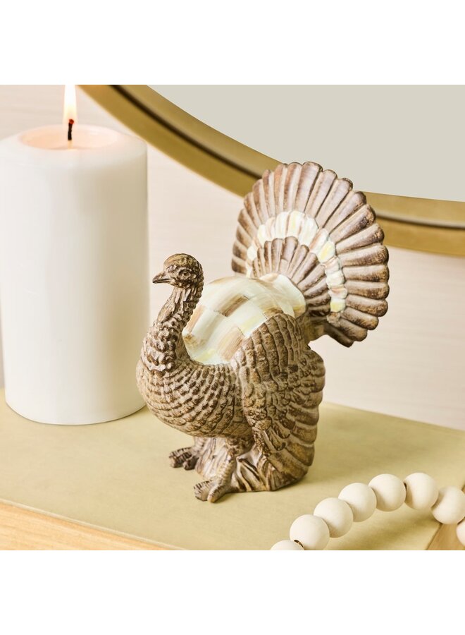 Mocha Check Mini Turkey Figurine