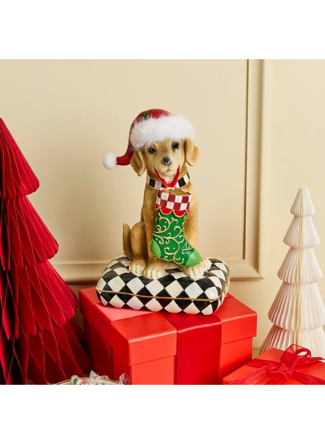 Holiday Lab Dog on Pillow Figurine