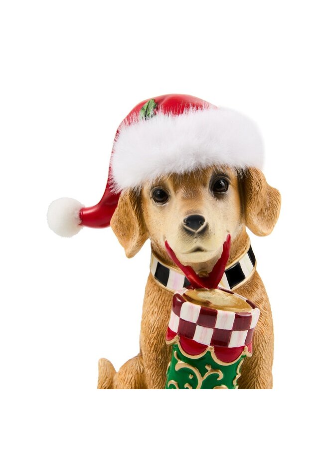 Holiday Lab Dog on Pillow Figurine
