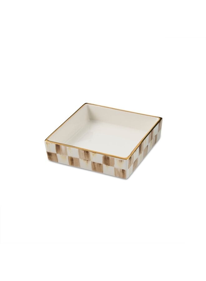 Mocha Check Cocktail Napkin Holder